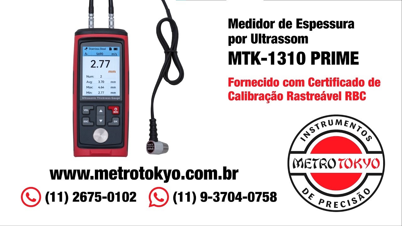 MEDIDOR DE ESPESSURA POR ULTRASSOM COM SOFTWARE - MTK-1310 PRIME