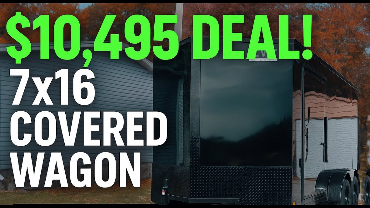 7x16 Covered Wagon Enclosed Trailer – 7K, XXXT UTV Package, Black | Best Cash Price $10,495