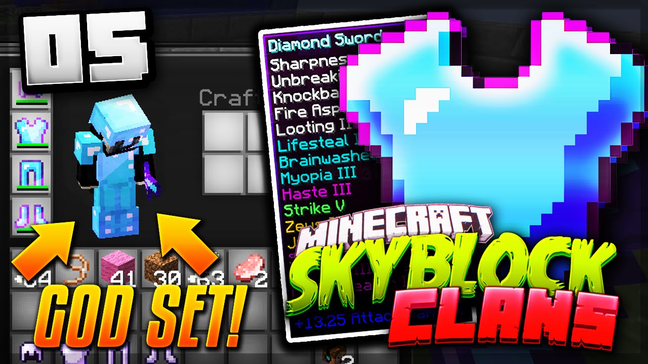 MAKING THE GOD SET! - Minecraft Skyblock Clans #5 (ArcadianMC)