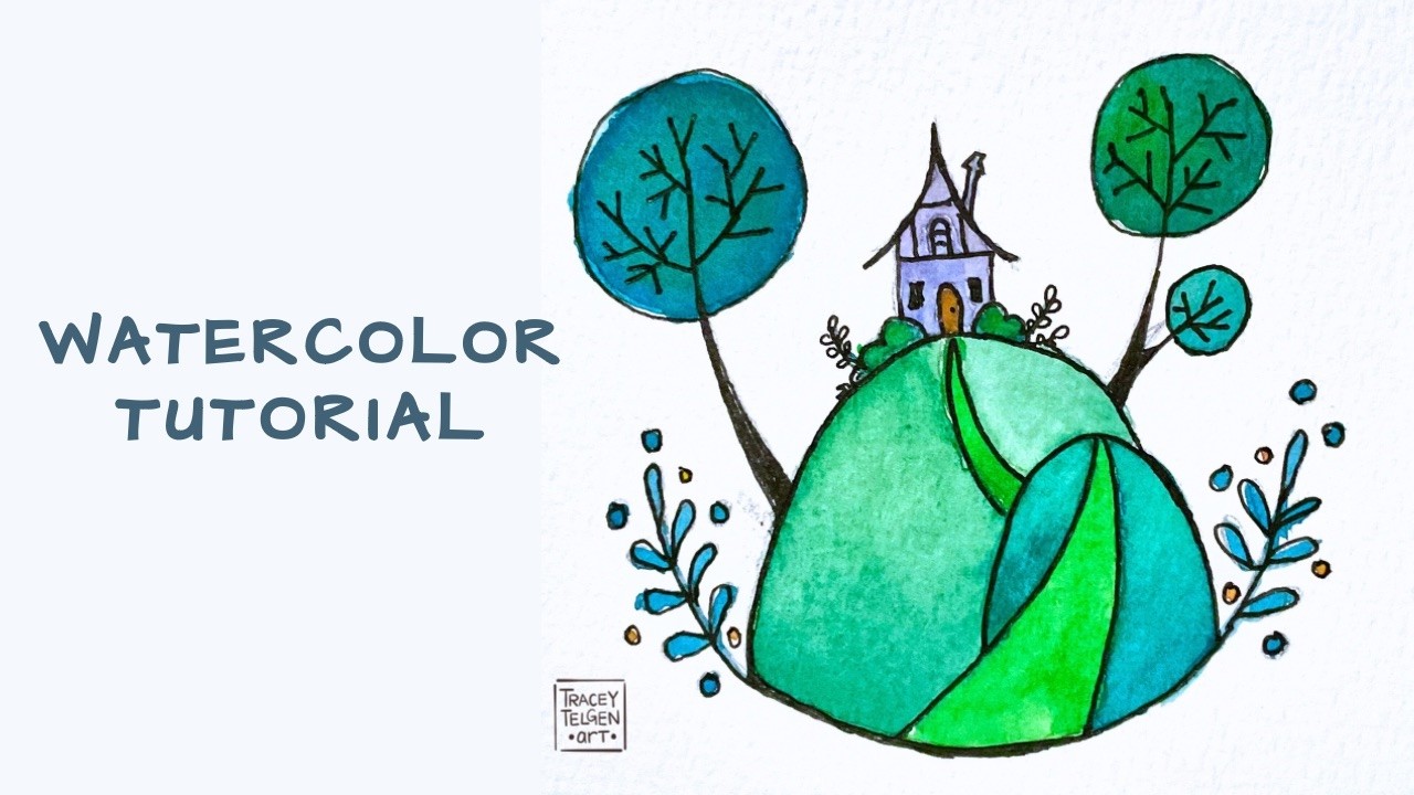 Little House on a Hill | Step-by-Step Watercolor Tutorial