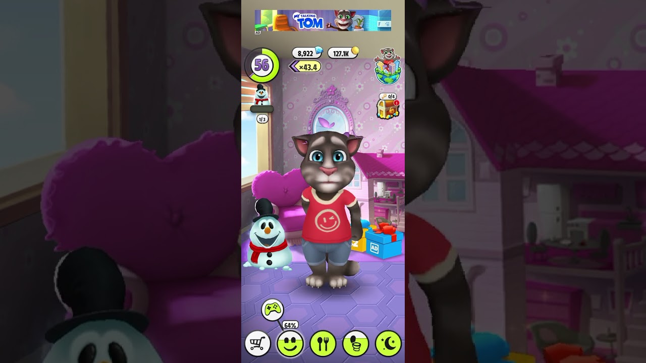 Talking Tom 😺 fun 😊 eating time 🥝🥝 & attend toilet 🚽 new android version..046... game play 