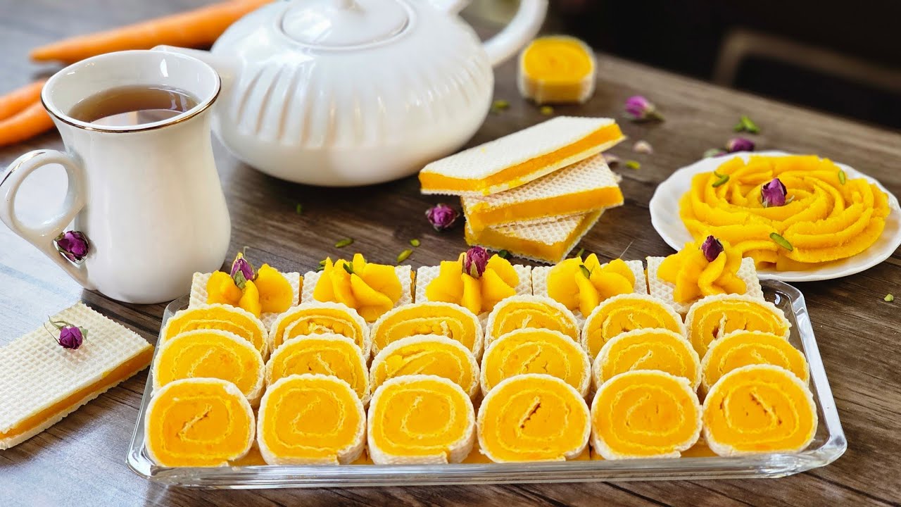 حلوای هویج ✅️ حلوا رولتی فوق‌العاده ساده و خوشمزه و خوشرنگ😋👌 carrot halwa