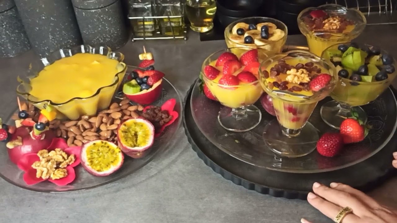 حلوى رائعة مع عصير البرتقال والفواكه - Recette de dessert au jus d'orange et aux fruits