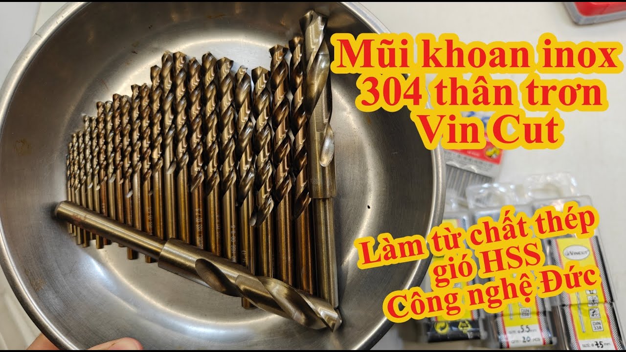 Mũi khoan inox 304 thân trơn VinCut làm từ chất thep gió HSS. Công nghệ Đức  Binh Tool