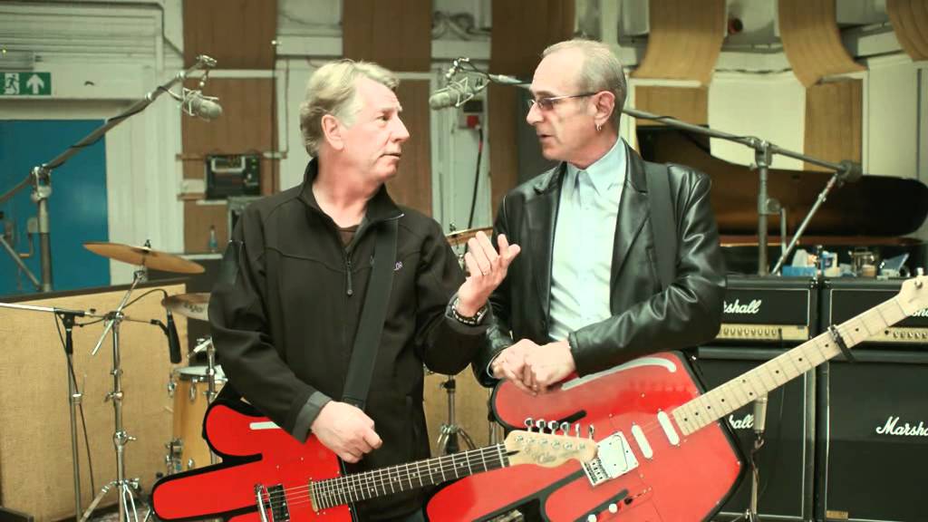 Rick Parfitt and Francis Rossi  at the Coles video shoot.