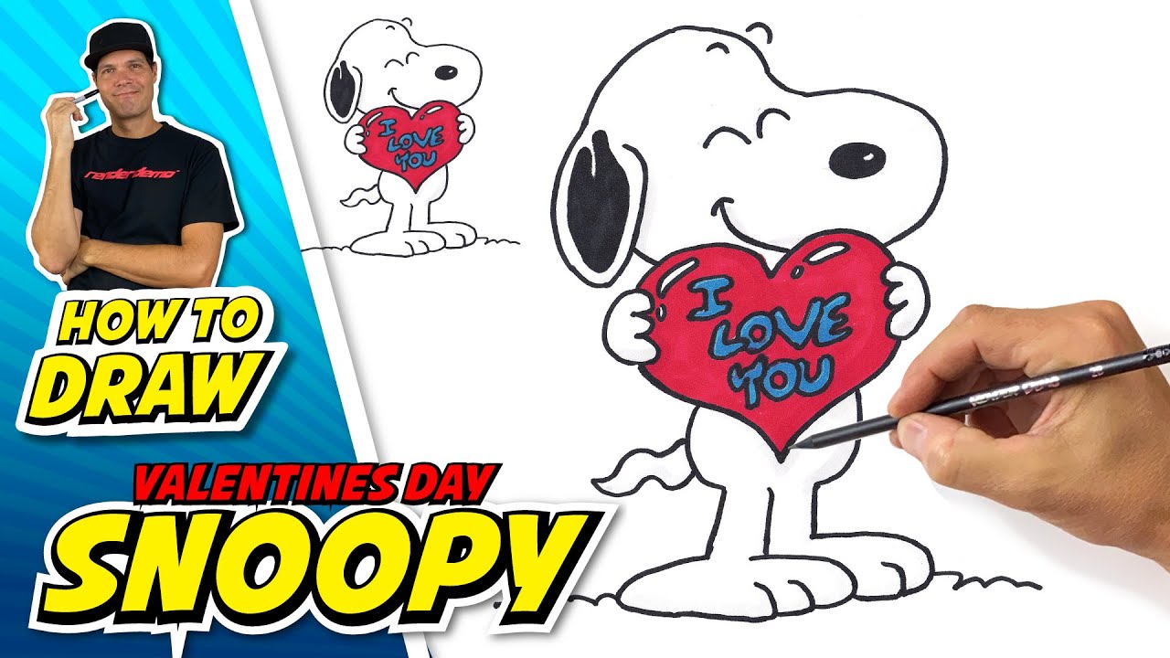 Draw SNOOPY Valentines day