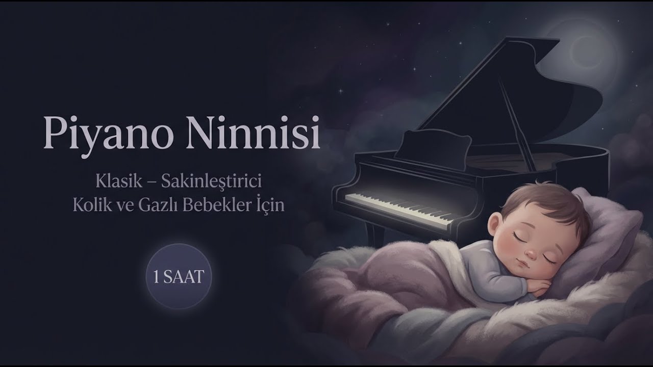 1 Saat Kesintisiz Piyano Ninnisi 🌙 | Koyu Tema | Bebekler İçin Derin Uyku Müziği