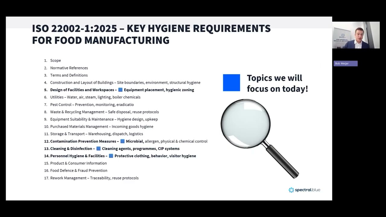 Spectral Blue MWHI® Webinar - ISO 22002:100 & Food Manufacturing, October 2025
