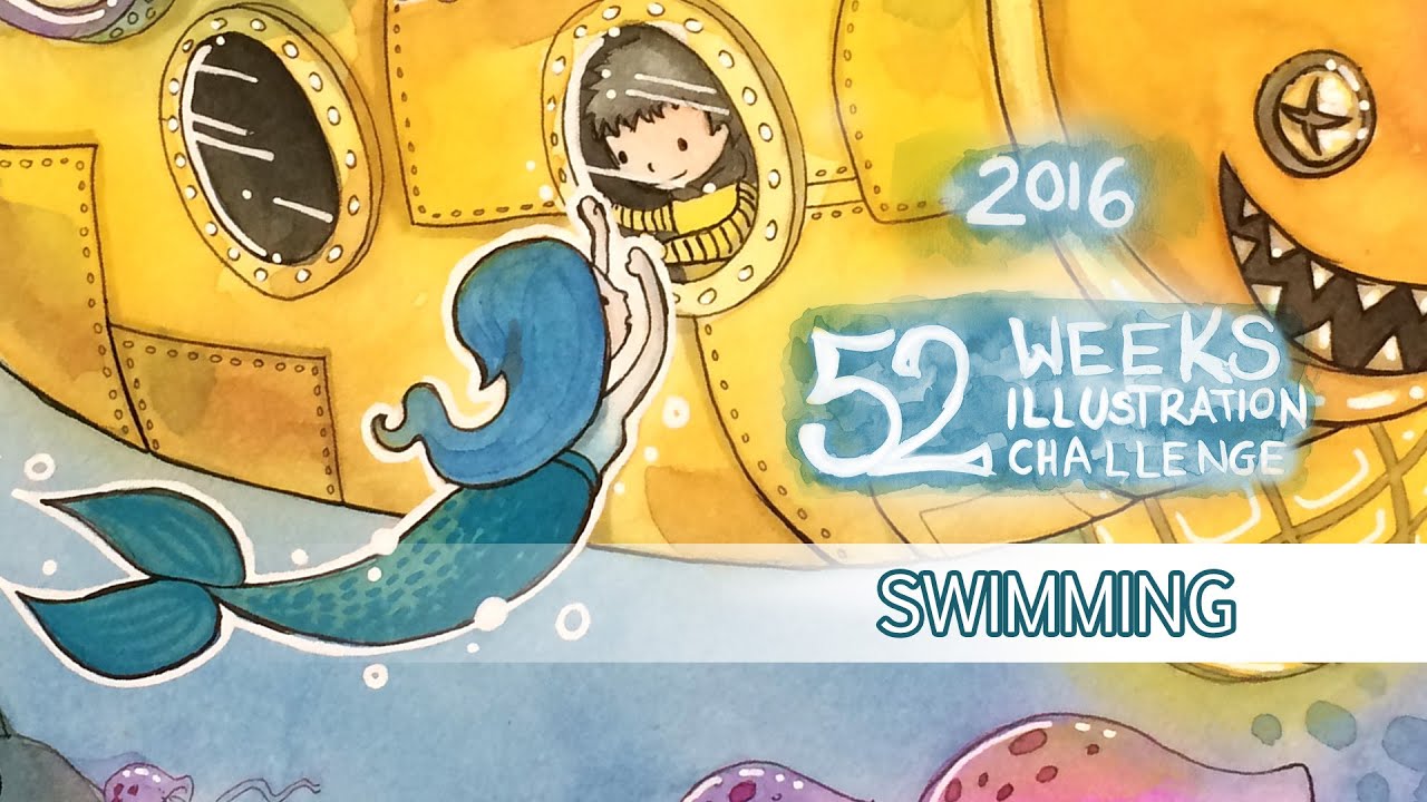 Swimming - Watercolor Speedpaint (52 Weeks Illustration Challenge - week04)