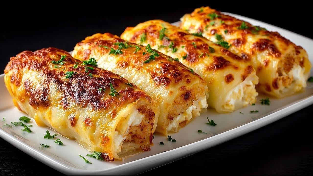 Gefüllte Kartoffelröllchen,die Sie begeistern werden.Ein köstliches Abendessen für die ganze Familie