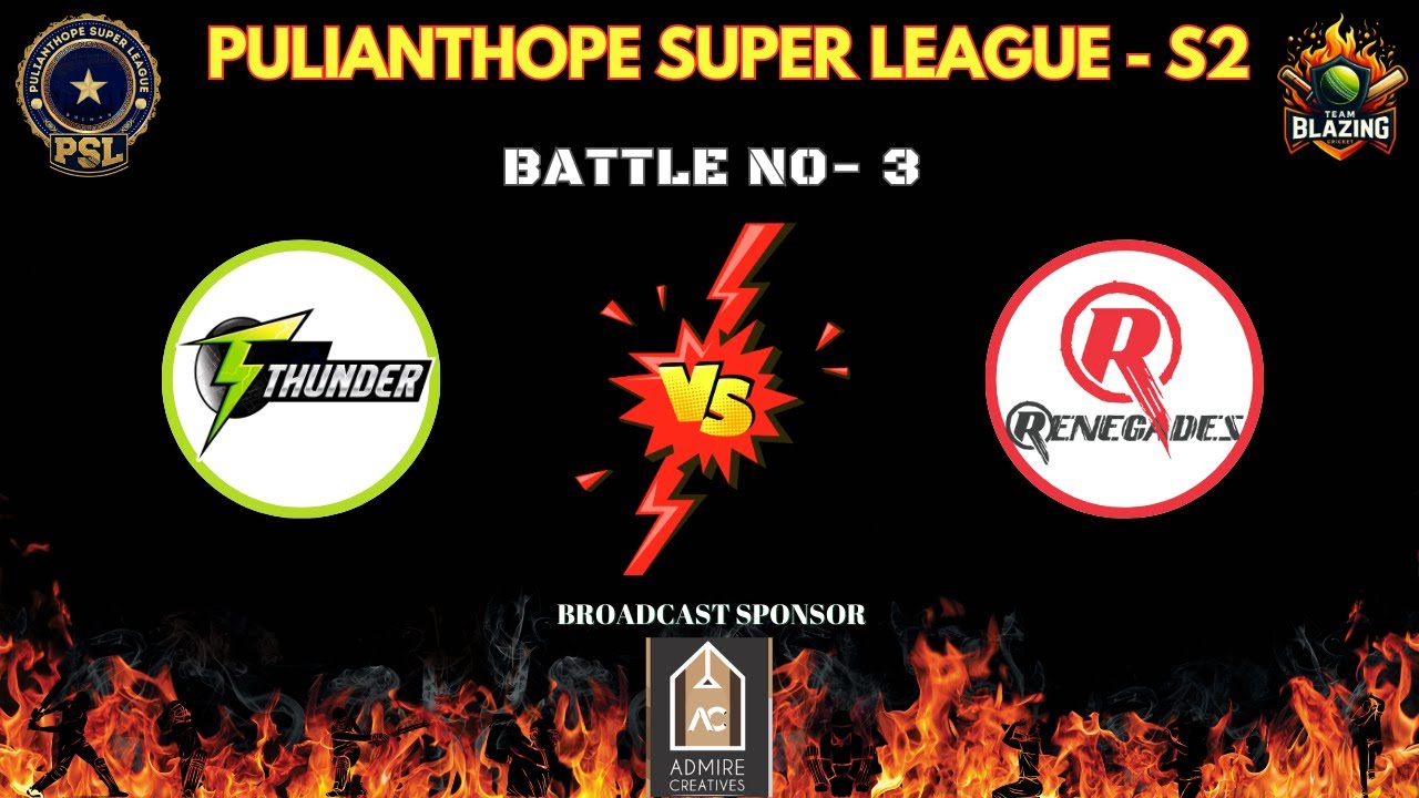 🔴 LIVE NOW 🔥 | Battle 3 – Thunders ⚡ vs Renegades 💥 | PSL | Powered by Royapuram Shafi & Tiger Afroz