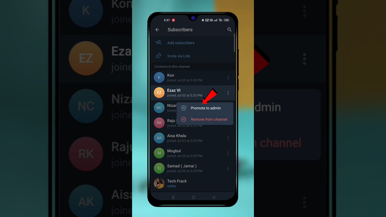 Telegram Channel pe Admin kaise Banaye 😱 How to make admin on Telegram Channel #shorts
