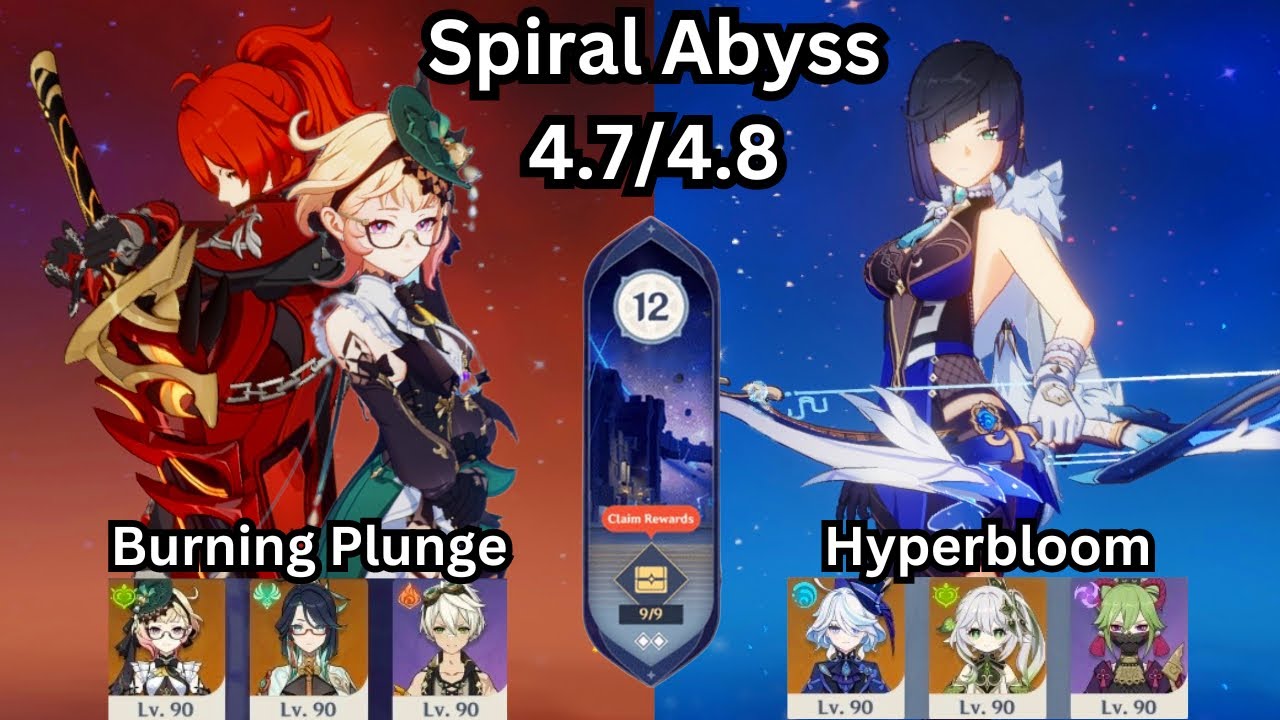 [Genshin Impact] | Diluc Burning Plunge + C1 Yelan HyperBloom - Spiral Abyss 4.7/4.8 | Floor 12 9★