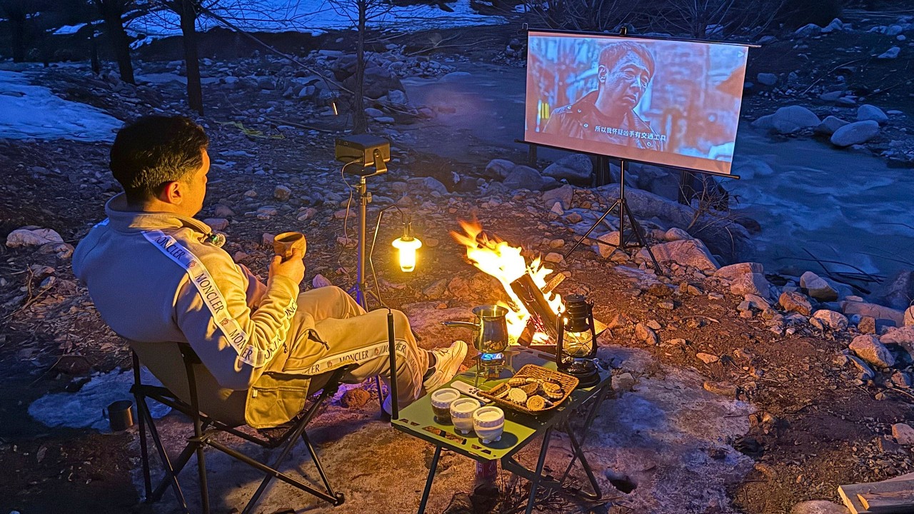 NO Tent!  ALONE in the Mountains by a NOISY River | Cooking & Movie Night Outdoors