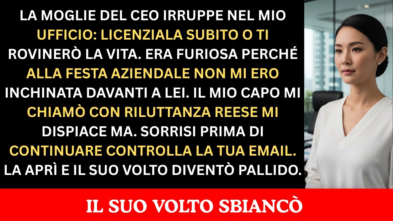 La Moglie del CEO Pretese il Mio Licenziamento per “Dispetto”. Poi Vide Chi Ero Davvero