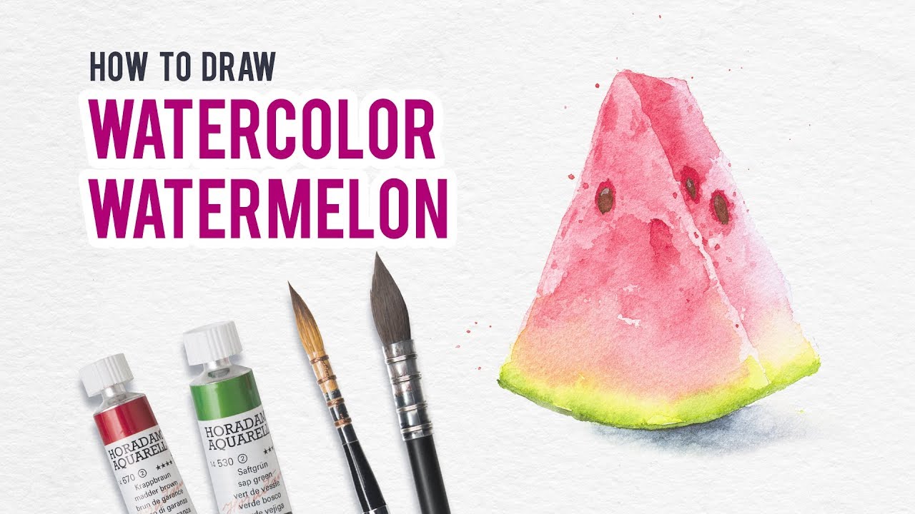 How to draw watercolor watermelon.