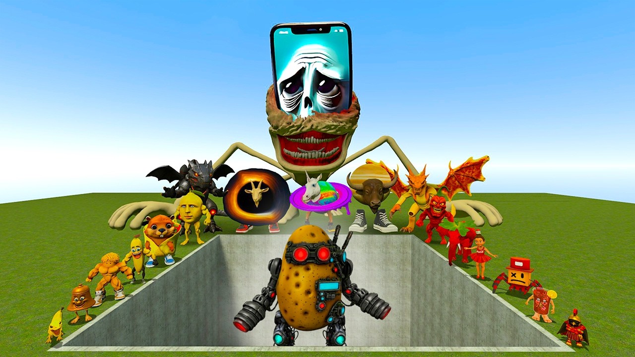 AI Brainrot Memes vs Bulbatronix 3000 Bosses in Giant Pit &ndash; Gmod Chaos