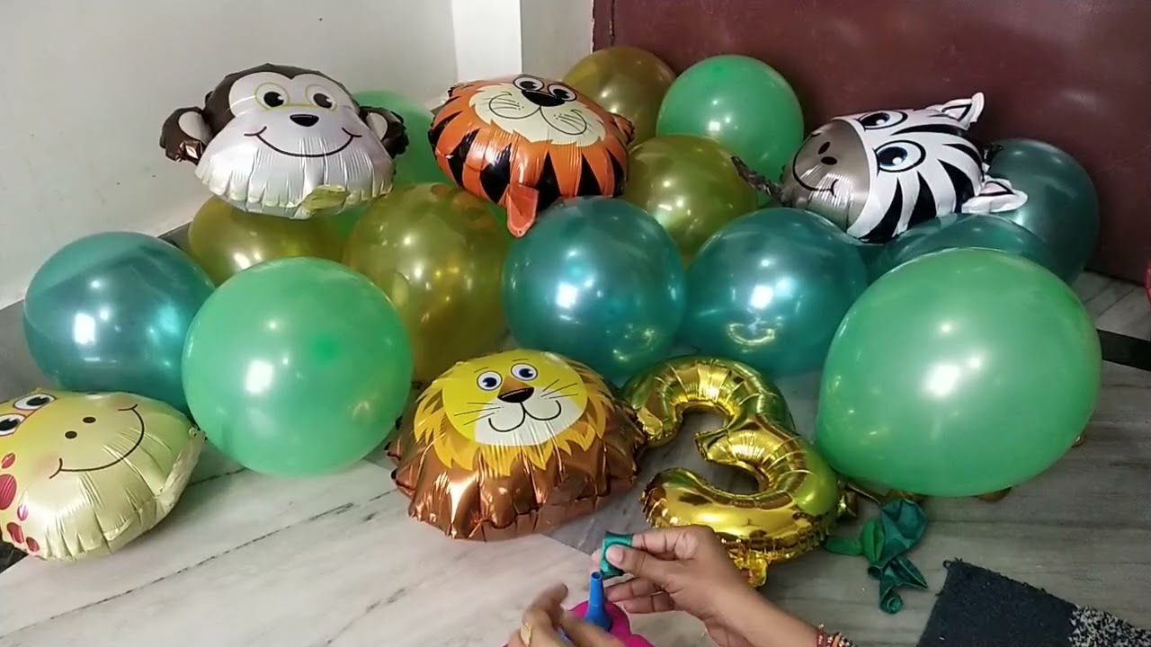 #wildanimals#foilballoons🐯🦁🦓🐒🦒#birthdaycelebration#dacoration#kit#blowing#pop#