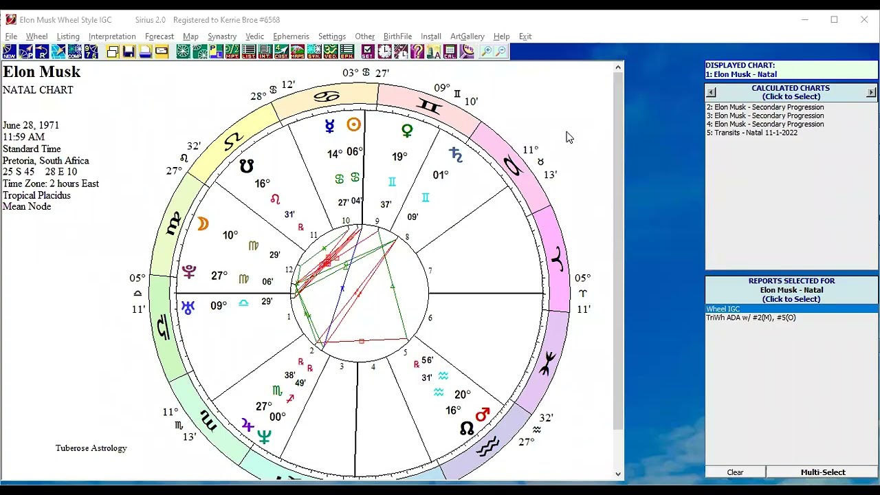 Elon Musk;Understanding & using Progressions and transits