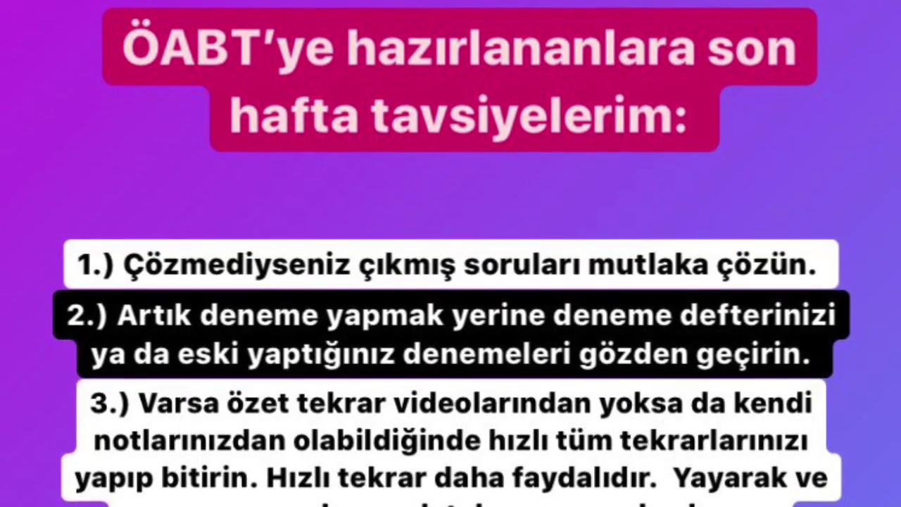 ÖABT için Son Hafta Tavsiyelerim
