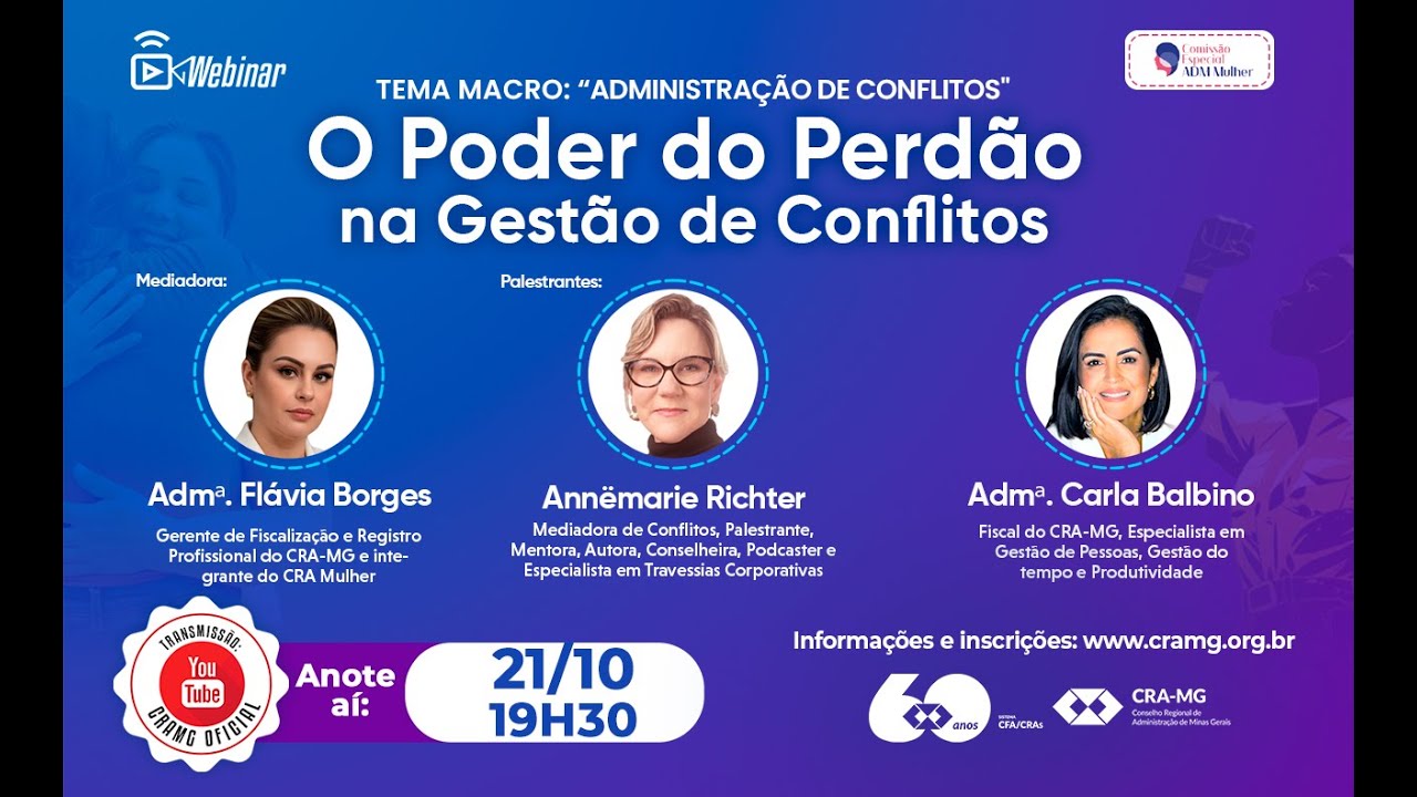 CRA-MG | Webinar: O Poder do Perdão na Gestão de Conflitos