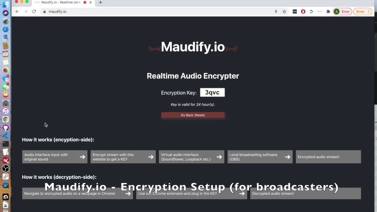 Maudify.io Realtime Audio Encryption How-To Guide