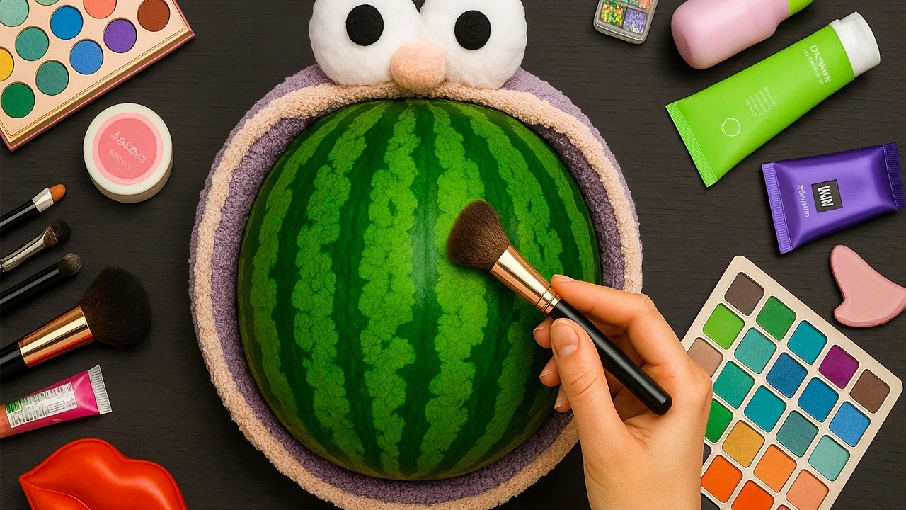 Satisfying Makeup ASMR on Watermelon #62