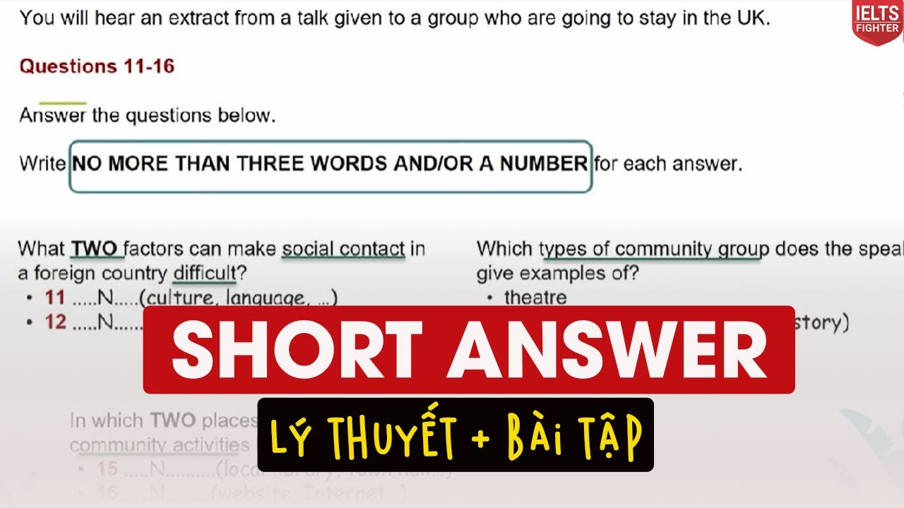 IELTS Listening online - Unit 7 - Short answer | IELTS FIGHTER