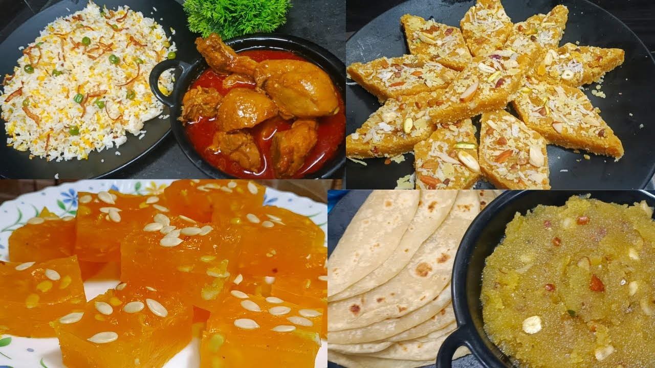 Kolkata Style Shab E Raat Spicial Halwa Recipes With Soft Dosti Roti & Kamini Chawal Pulao Chicken