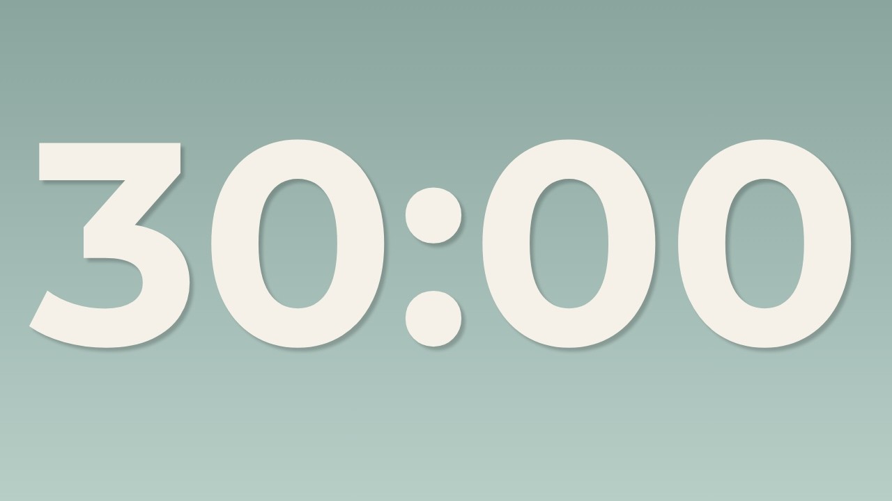 30 Minute Countdown Timer – No Sound | Focus, Study, Deep Work