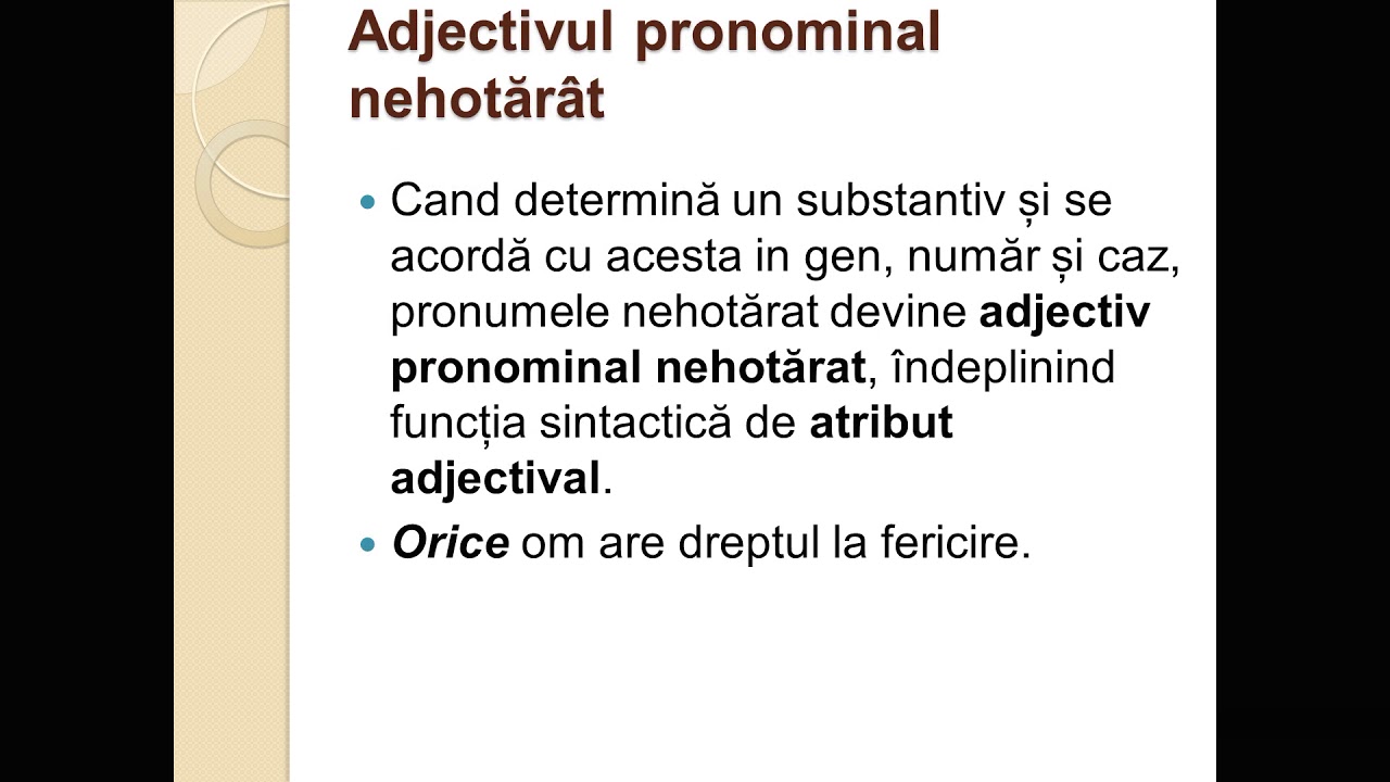Pronumele și adjectivul pronominal nehotărât