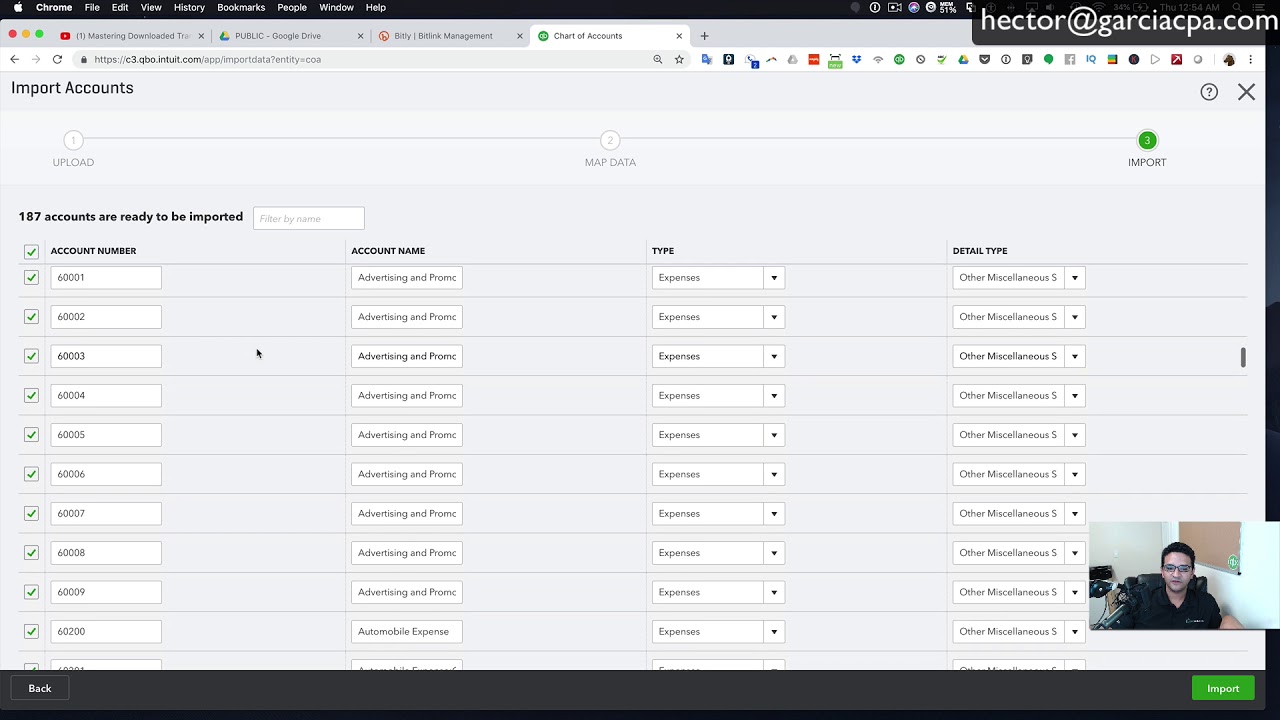 Importing Chart of Accounts into QuickBooks Online from Excel