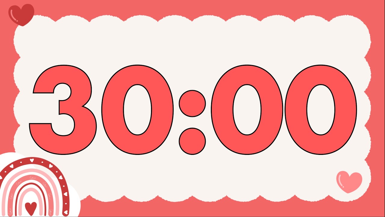 30 Minute Fun Valentine’s Day Rainbow Timer (Happy Chimes Alarm at End, No Music)