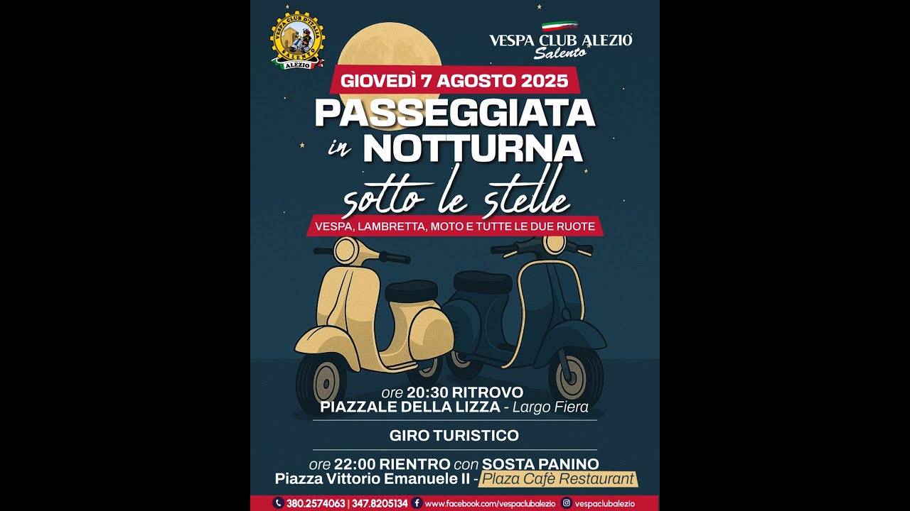 Passeggiata in notturna sotto le stelle del Vespa Club Alezio