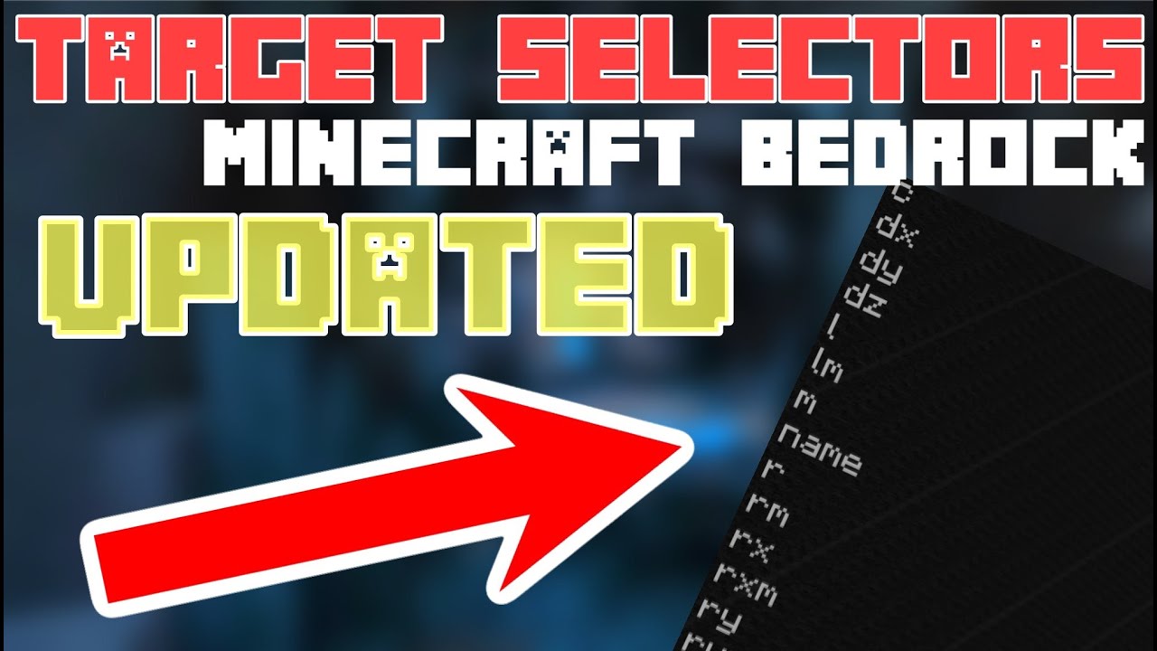 Выбор цели | Minecraft Bedrock | Расширения команд | dx, dy, dz, r, rm, type, family, l, lm и т. д.