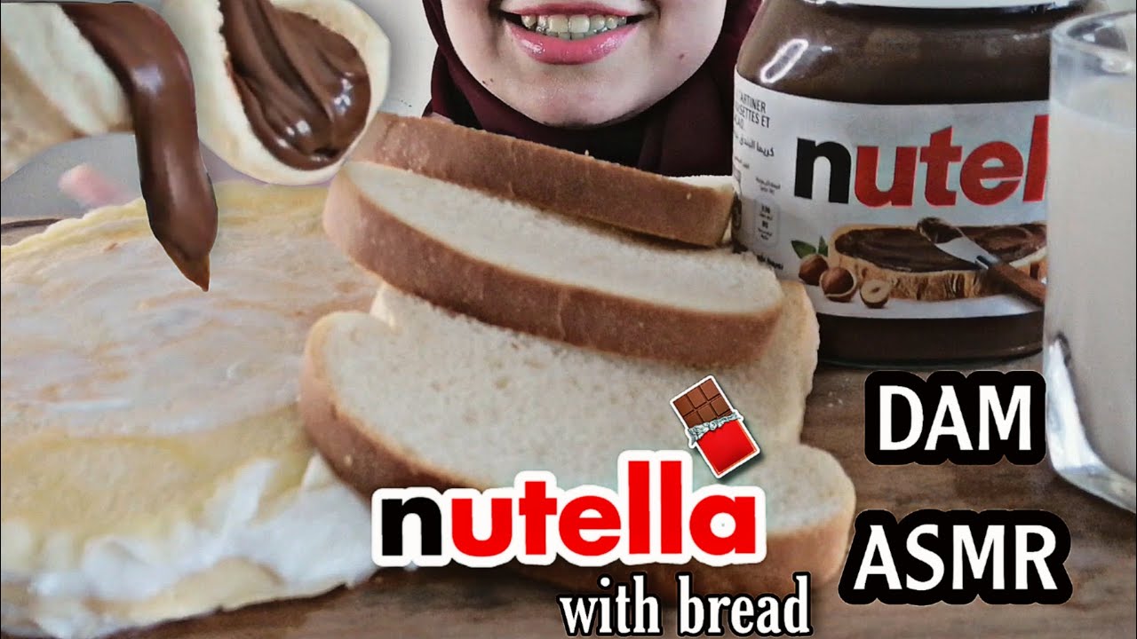 ASMR NUTELLA, BREAD & CREPE CAKE WITH MILK 누텔라, 빵, 크레이프 케이크, 우유 묵방 MUKBANG (NoTalking) 巧克力面包和绉纱蛋糕