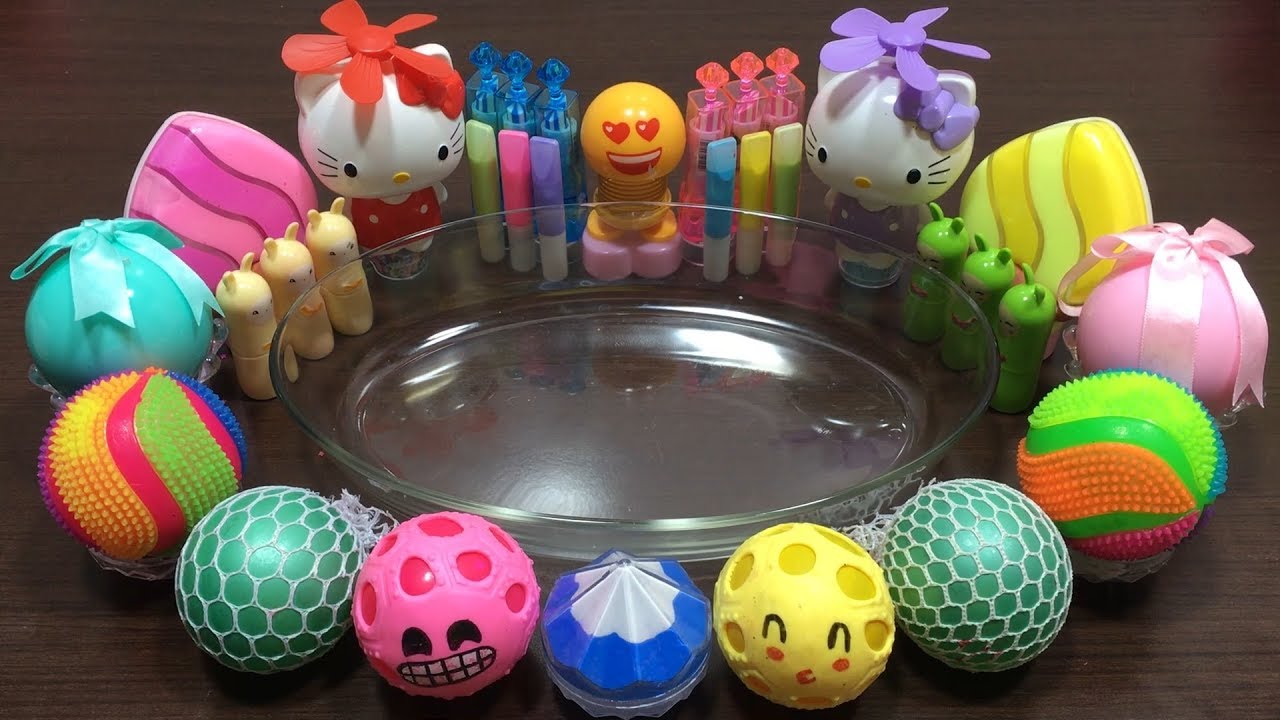 Special Series Hello Kitty Slime | Mixing Makeup and Glitter into Clear Slime
