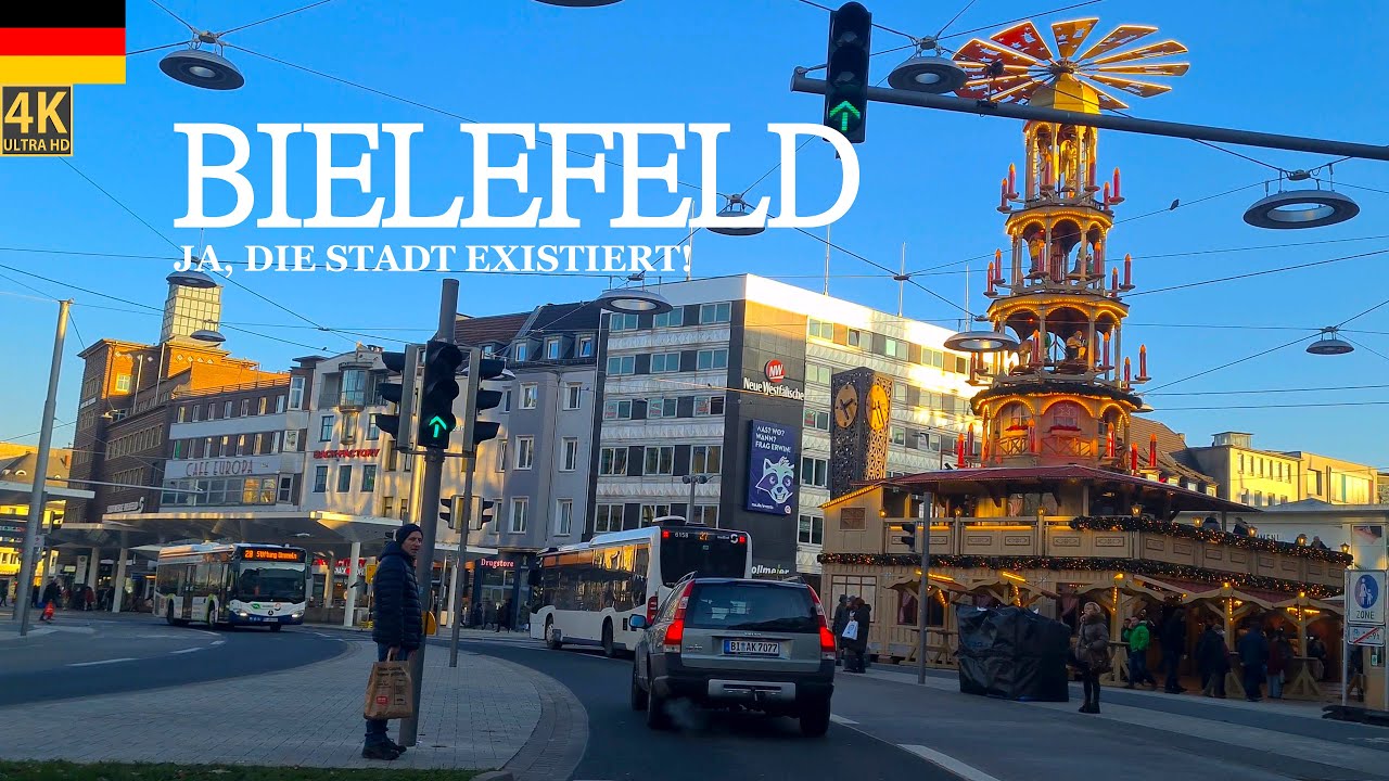 4K Bielefeld Winter City Drive - The City That Does Not Exist 4K