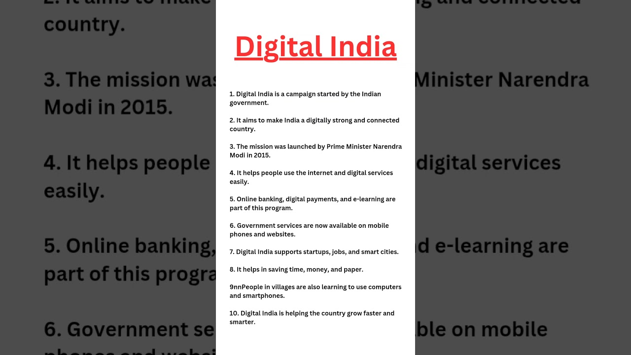 10 lines on Digital India #digitalindia #shorts