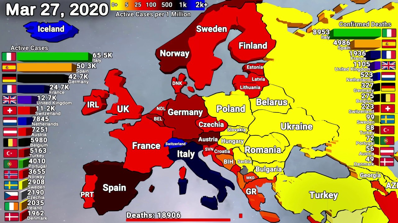 Coronavirus Europe Map Timelapse (Covid-19)