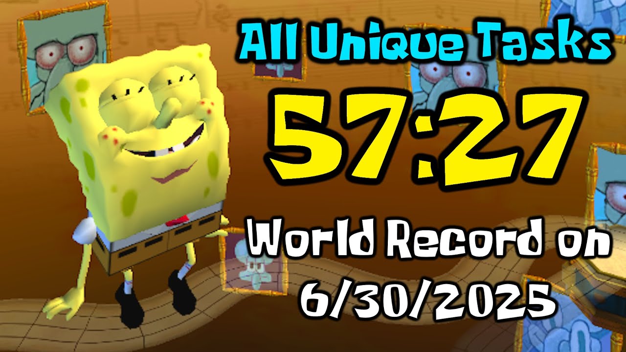 All Unique Tasks Speedrun World Record 57:27 (FIRST 57) - Battle for Bikini Bottom