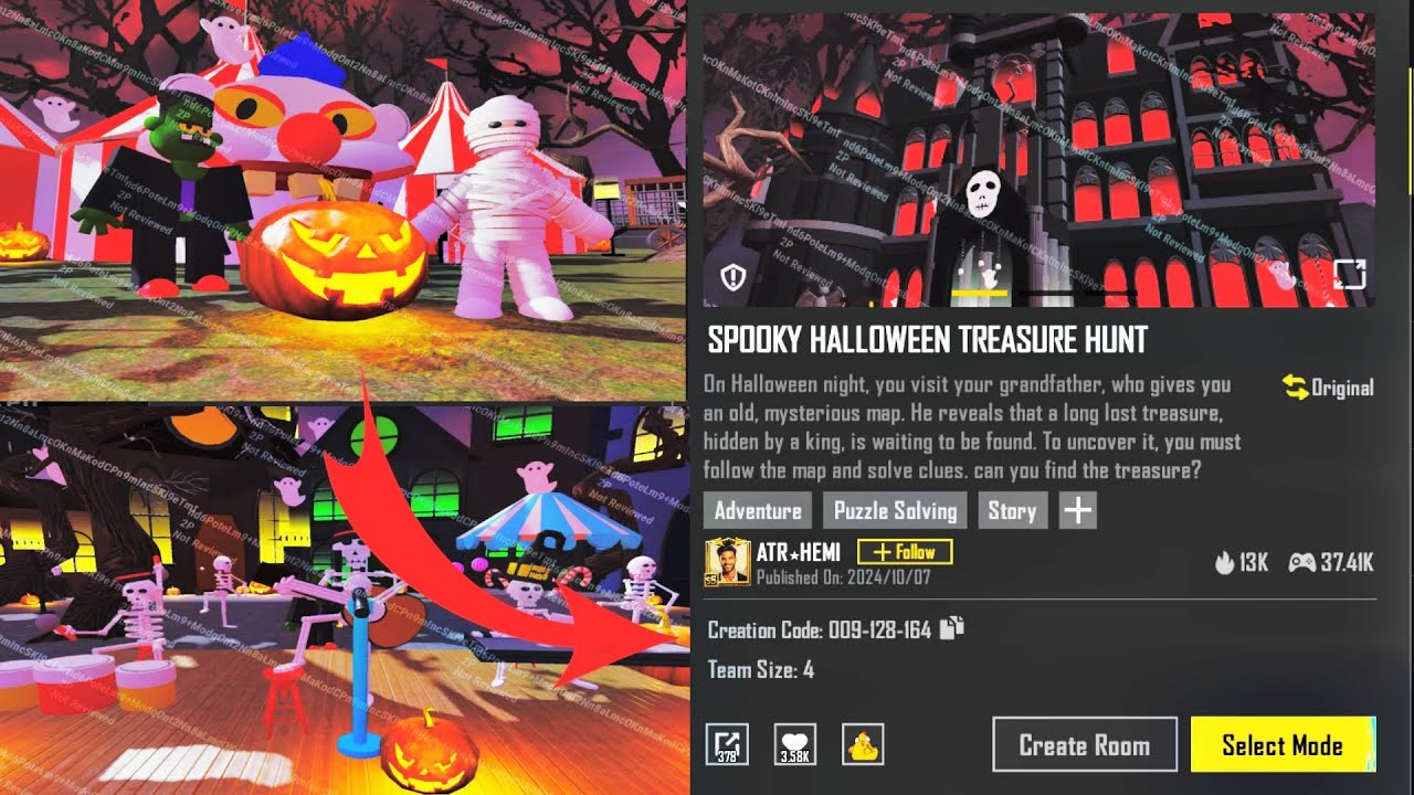 SPOOKY HALLOWEEN TREASURE HUNT | How To Find Treasure In Halloween In Pubg Mobile | Code:9128164