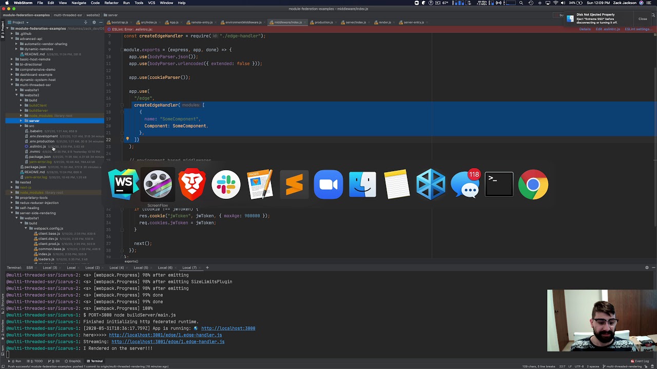 Streaming Code and payloads in Multi-threaded, Parallel Servers with Module Federation