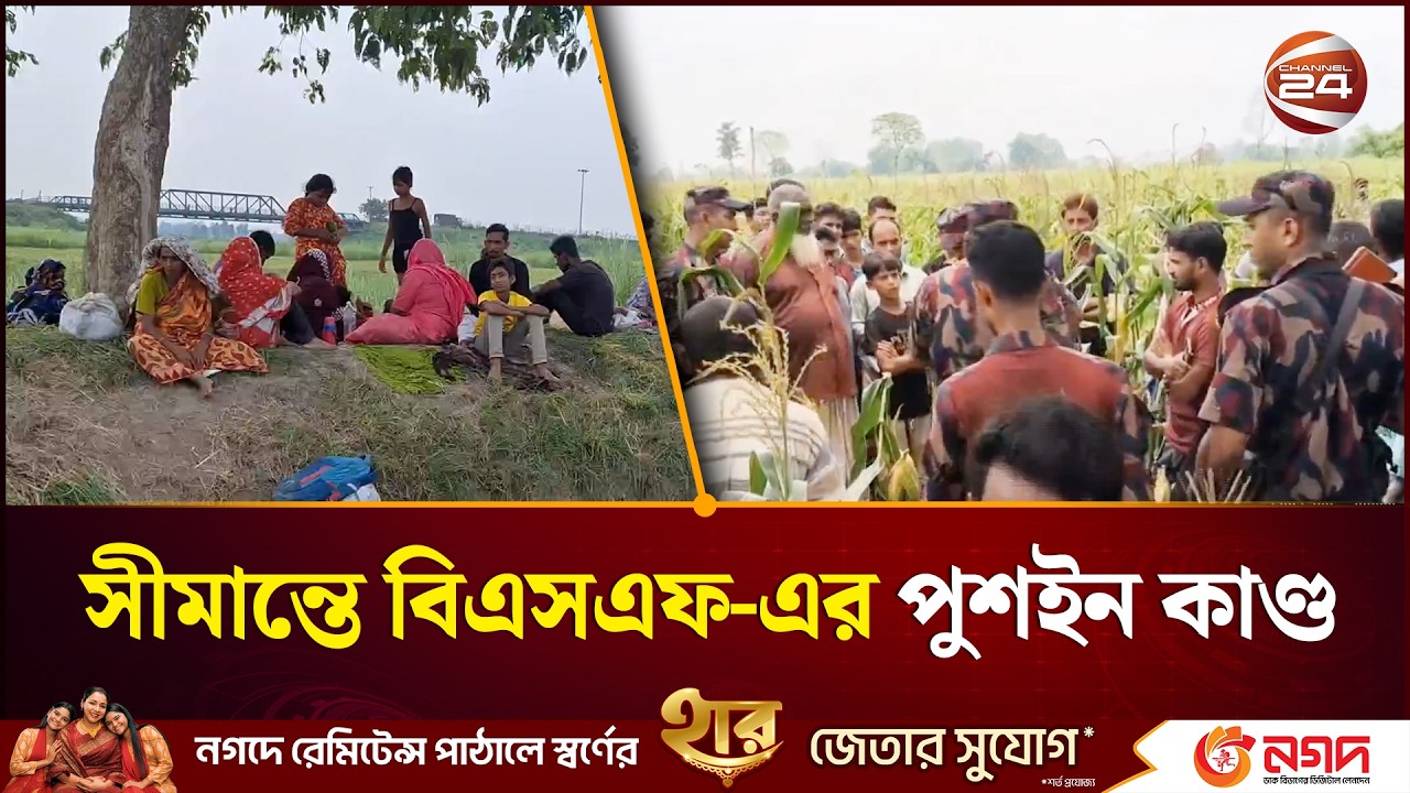 সীমান্তে বিএসএফ-এর পুশ-ইন চেষ্টা: ৩৩ জনকে রুখে দিল বিজিবি | Border | Bangladesh-India | Channel 24