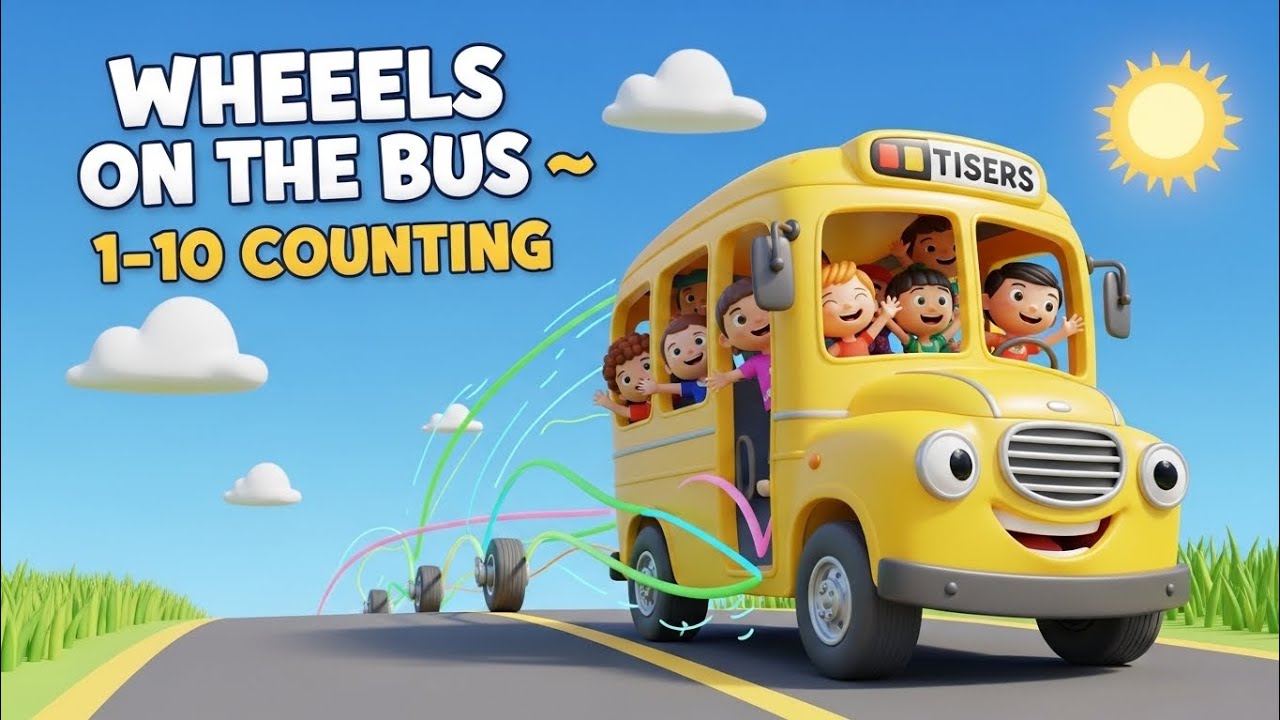The Wheels on the Bus 🚌 | 1-10 Counting Song for Kids | Fun Educational Nursery Rhymes