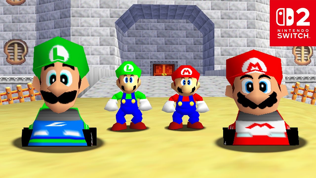 Mario and Luigi with Racer Mario and Racer Luigi in Mario 64 - 100% Full Game Walkthrough