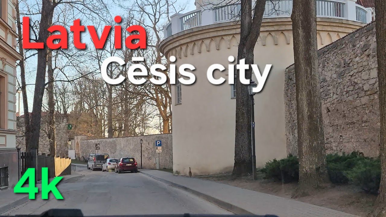 Cēsis 4k. City in Latvia. Driving in Cesis.