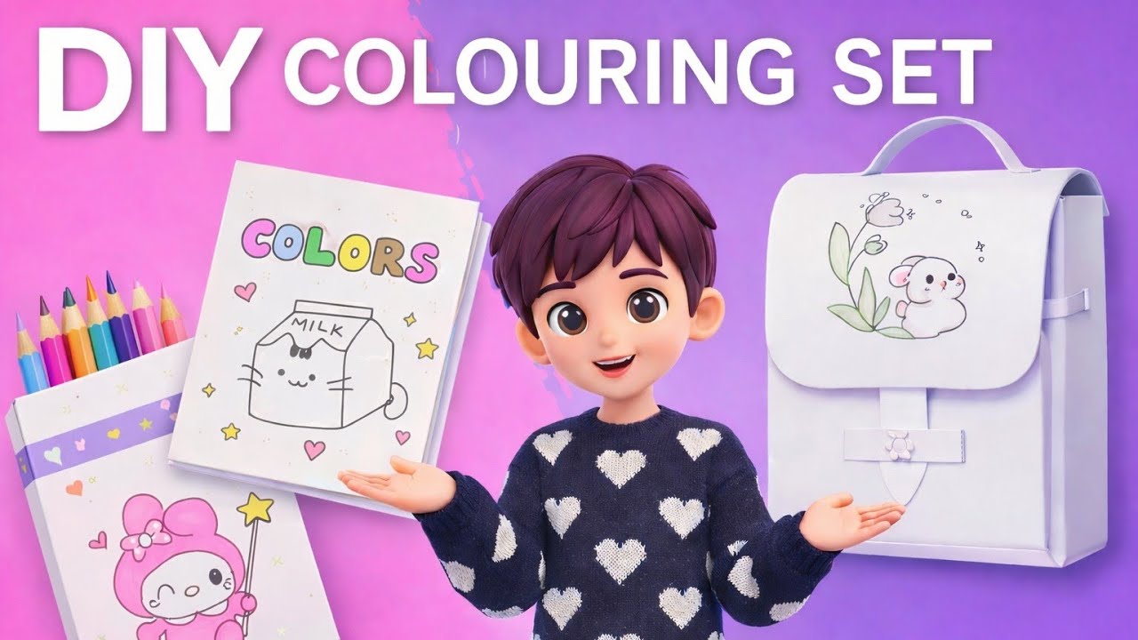 Paper Bag & Coloring Book Making | Unique Craft Idea