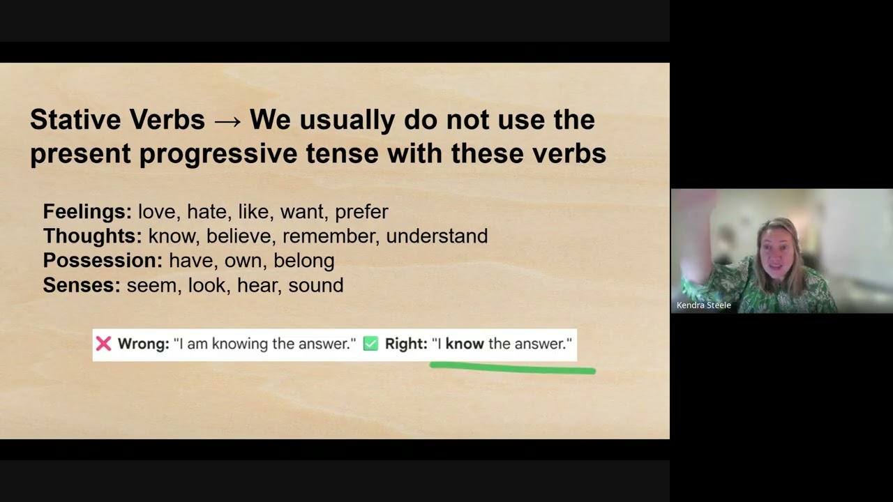 Present Progressive/Continuous Verb Tense