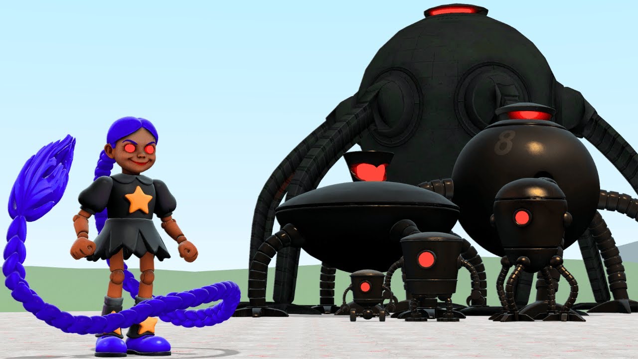 Новая игра Poppy Playtime 5 Monster Lily Lovebraids против всех фаз Omnidroid V1–v10 в Garry's Mod